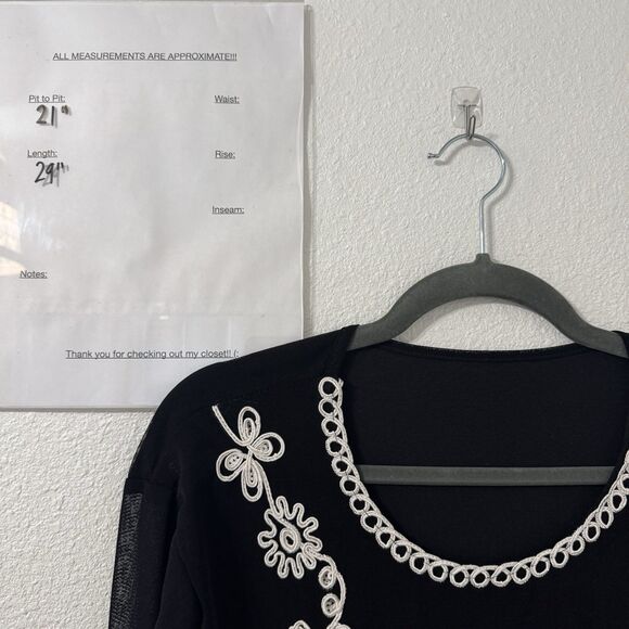 Womens Embroidered Peacock Black Sequin Peacock Blouse Small Maximalist Glam Art - Picture 5 of 5